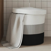 Cestino Portaoggetti con Coperchio Bianco Nero Ã˜40x35cm Cotonecod mxl 108667