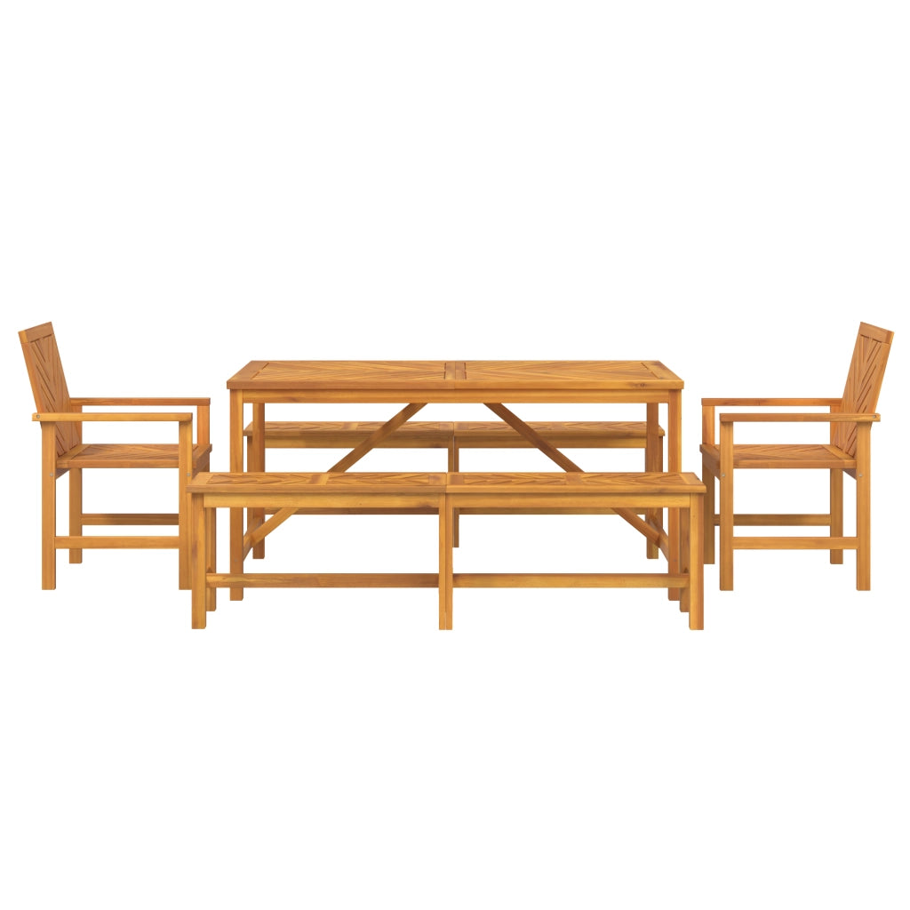 Set da Pranzo Giardino 5 Pezzi Legno Massello di Acacia