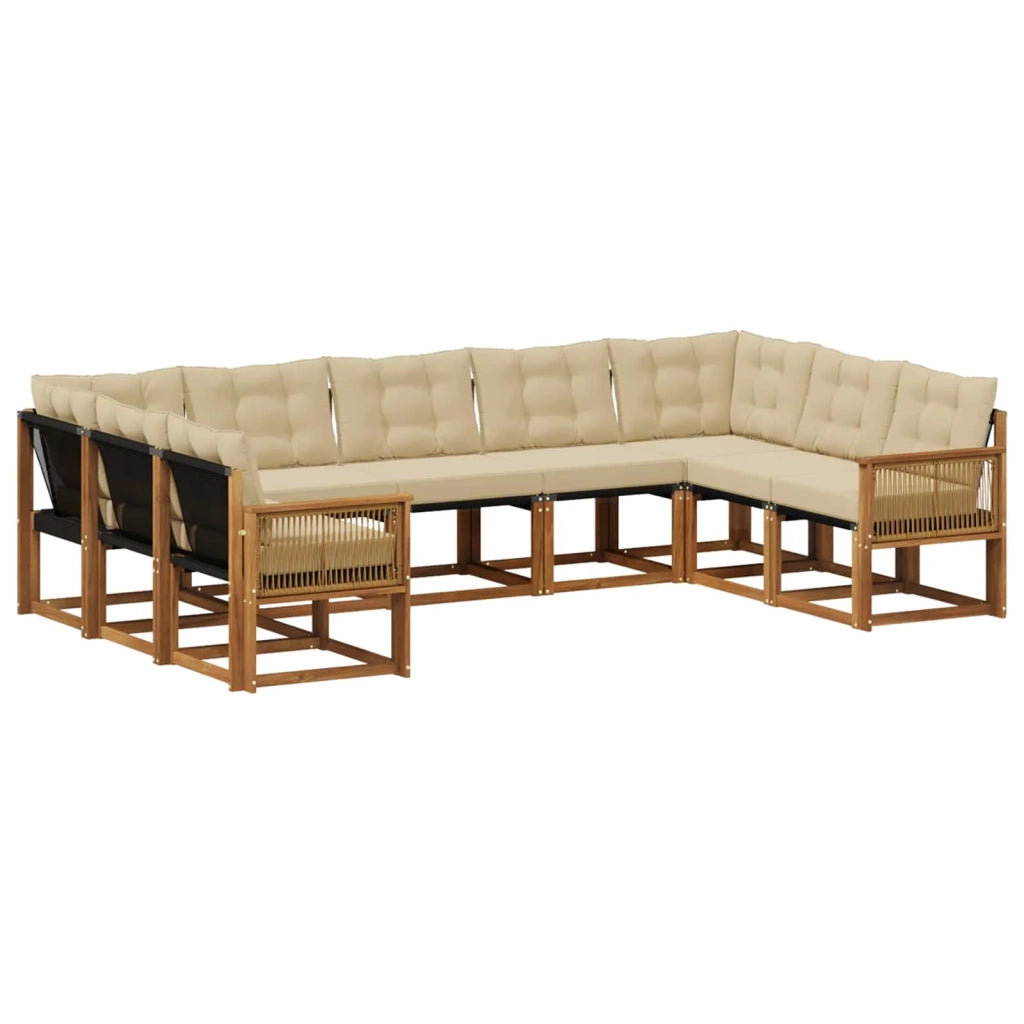 Set di divani da esterno con cuscino 9 pcs Naturale e Beige 3382213