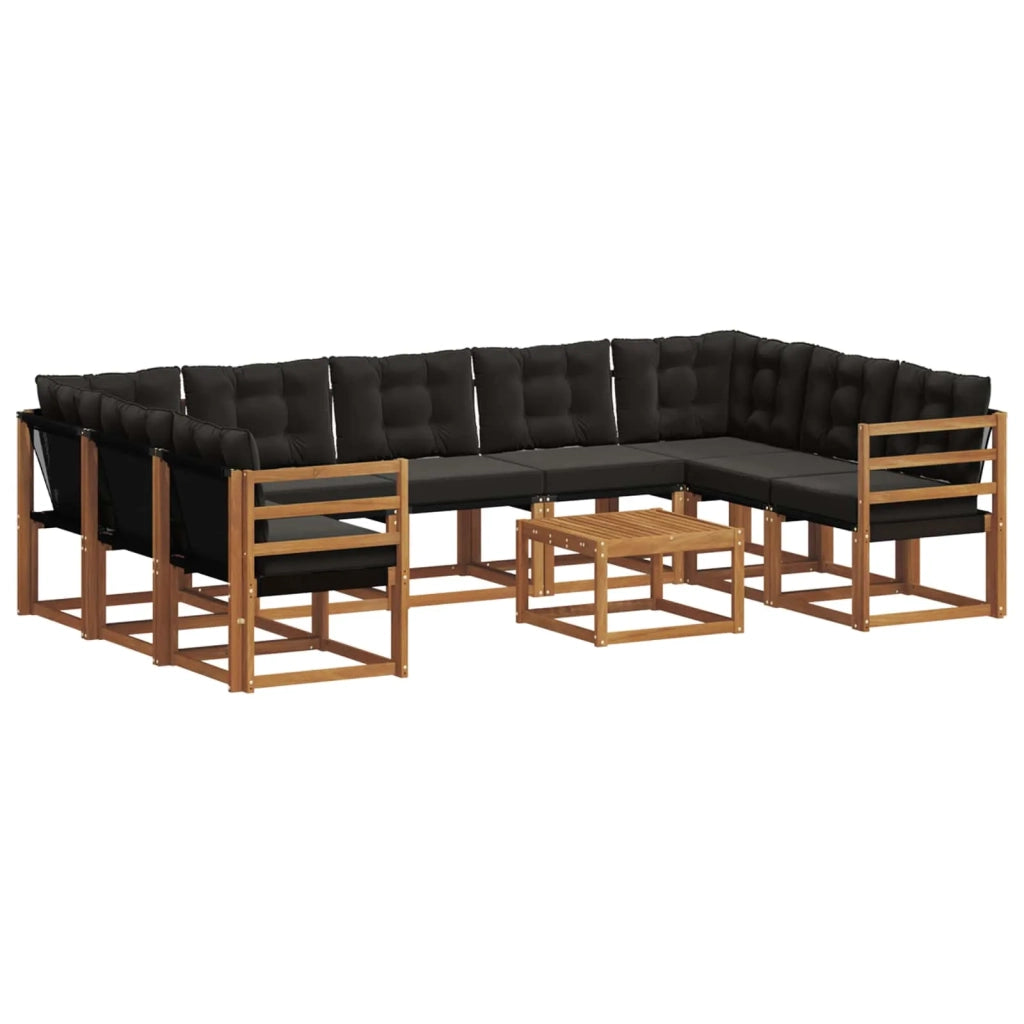 Set di divani da esterno con cuscino 10 pcs Naturale e Nero 3369063