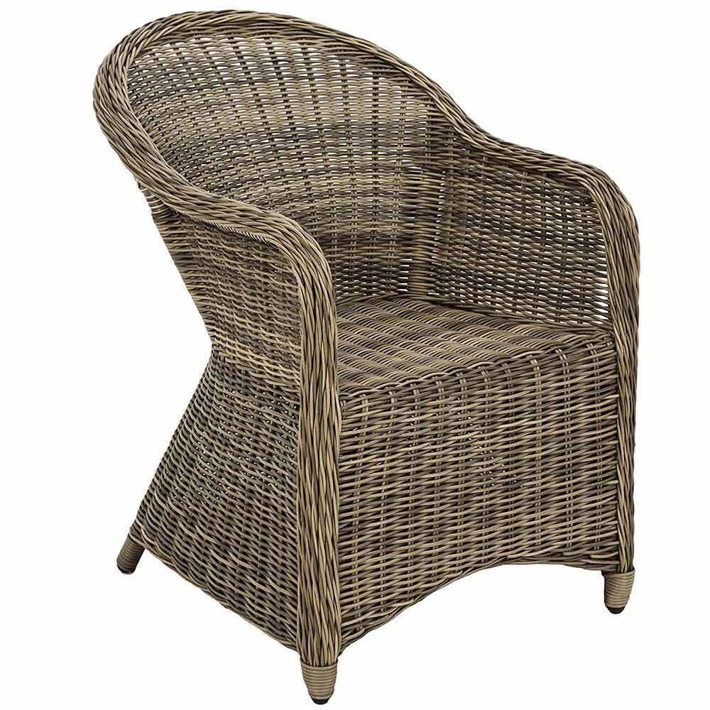 Poltrona Roma in rattan naturale intrecciato grigio con cuscino in omaggio