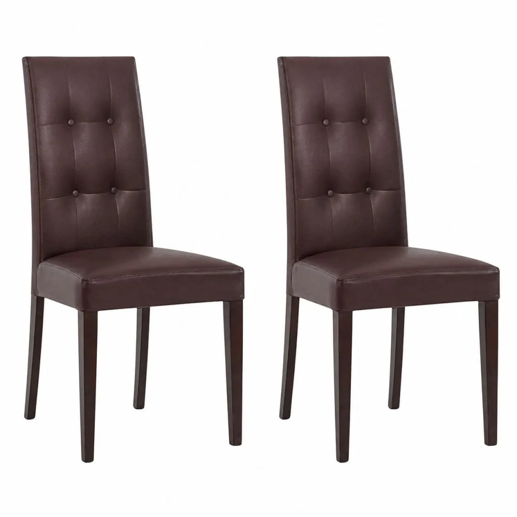 Set 2 sedie moderne in ecopelle 4 bottoni marrone (676) - Mobili 2G