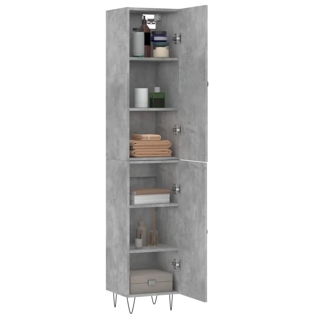 vidaXL Credenza Grigio Cemento 34,5x34x180 cm in Legno Multistrato