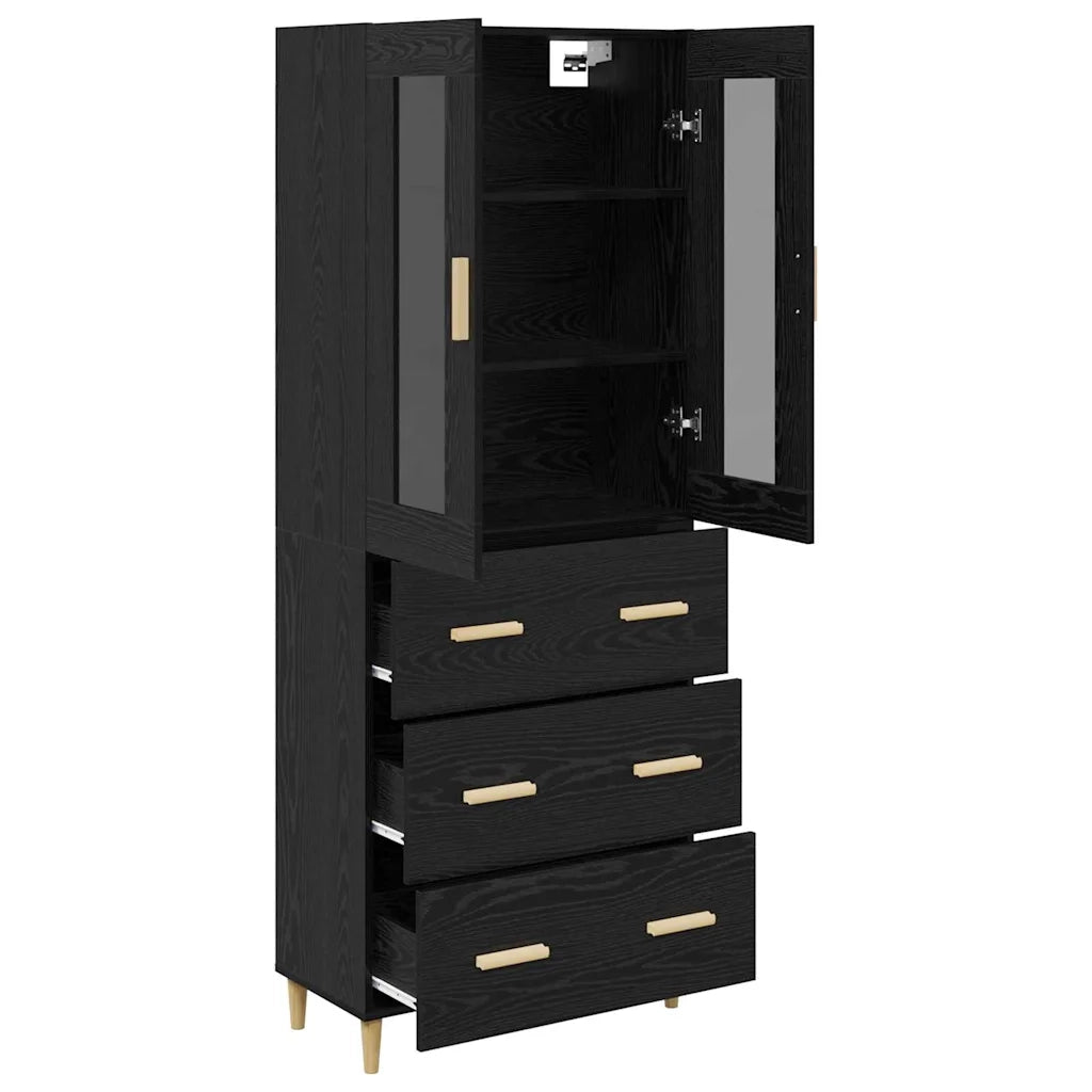 Credenza con Cassetto-Buffet-Armadio da cucina Rovere Nero 69,5 x 34 x 180 cm 361865
