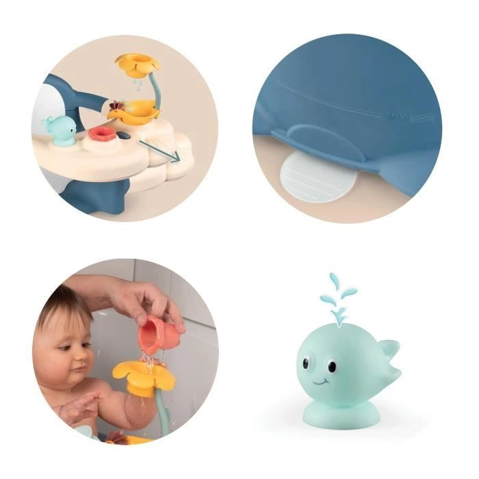 2 in 1 piccolo bagno smolito - tabella di attività regolabile - fissaggio mediante ventosa - adatto a superfici lisce - blu