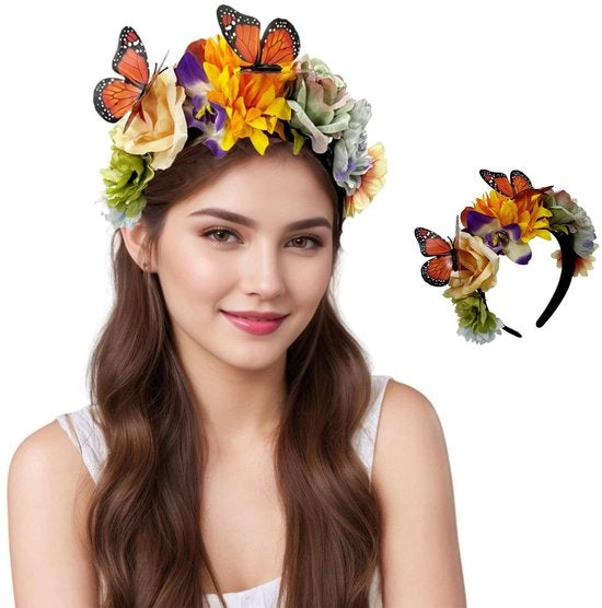 Fascia per capelli fiorita - Fascia per capelli donna - Corona di fiori - Nozze - Damigella d'onore - Carnevale - Festival