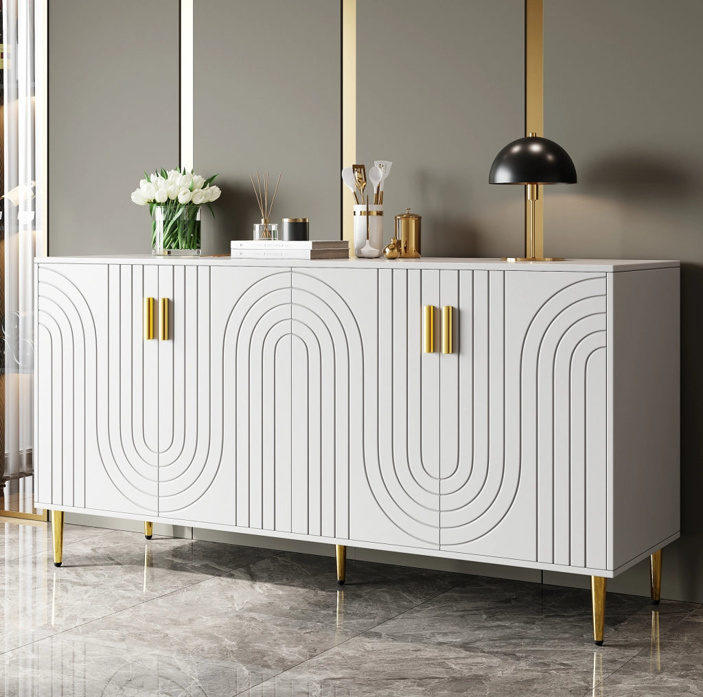Credenza moderna bianca in MDF 152x40x75 cm