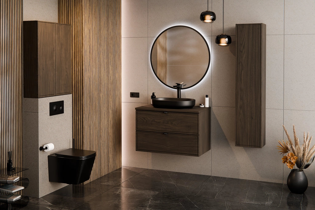 Set mobili bagno 80 cm con piano e Szafką wysoką Terra Villa 80 cm