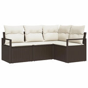 Set di divani 4 pz | Set Salotto da Giardino Marrone polyrattan