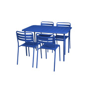 Set tavolo da giardino bistrot in metallo con 4 sedie, 120cm, blu