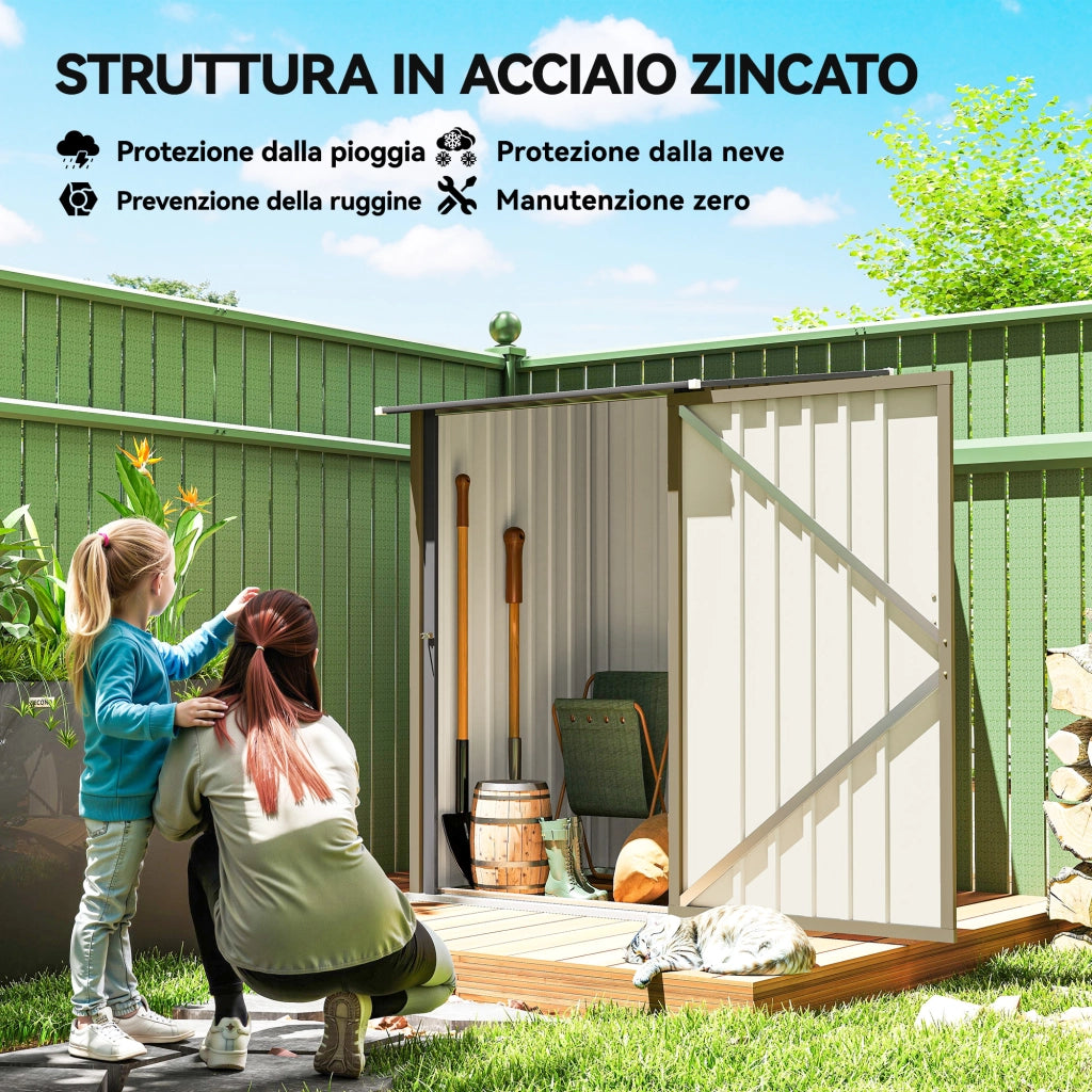 Casetta Giardino Porta Attrezzi in Acciaio Galvanizzato ¨C zephmum ¨C Marrone Grigio 100x104x160 cm