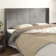 Testiera ad Orecchio-Testata con Orecchie Grigio Chiaro 163x16x118/128 cm in Velluto 318254