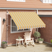 Tenda da Sole Retrattile Manuale 300 cm a Strisce Blu e Gialle 43228