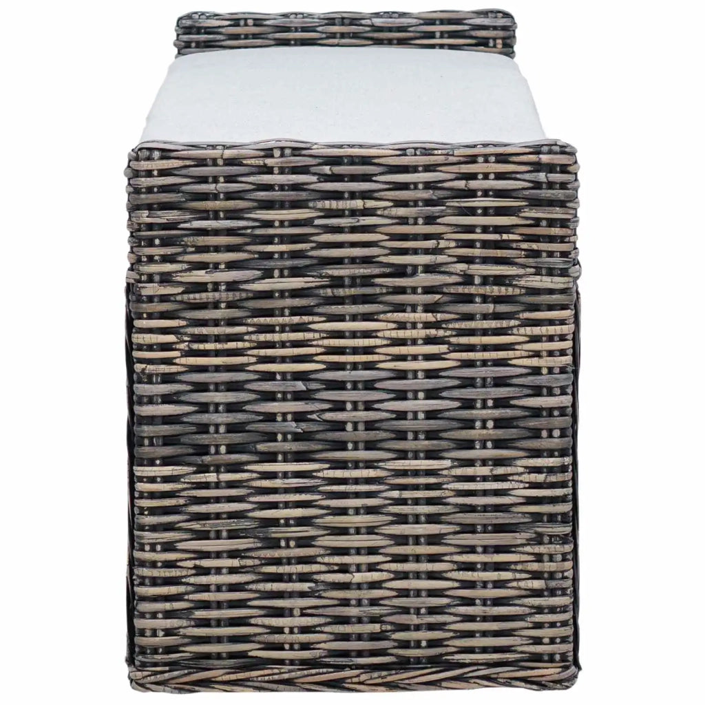 Panchina con contenitore Nero Lavato 110 x 40 x 50 cm Rattan 42011576