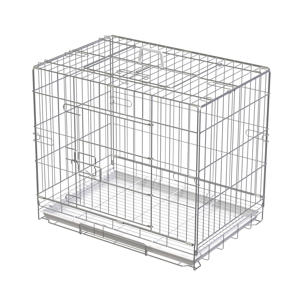 Gabbia per cani pieghevole in metallo con vassoio ¨C zephmum ¨C 61x43x50 cm bianco