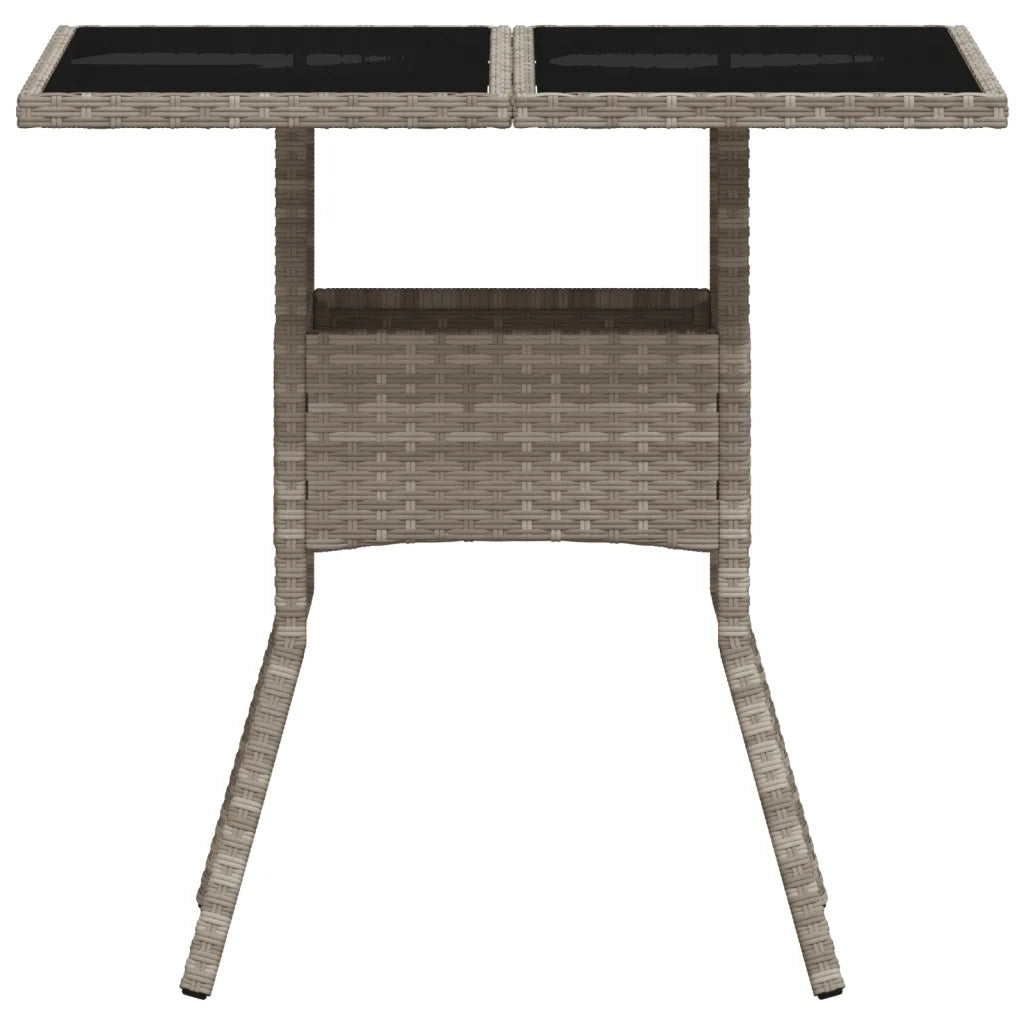 Tavolo Giardino | Tavolino da esterno Piano Vetro Grigio Chiaro 80x80x75cm Polyrattan