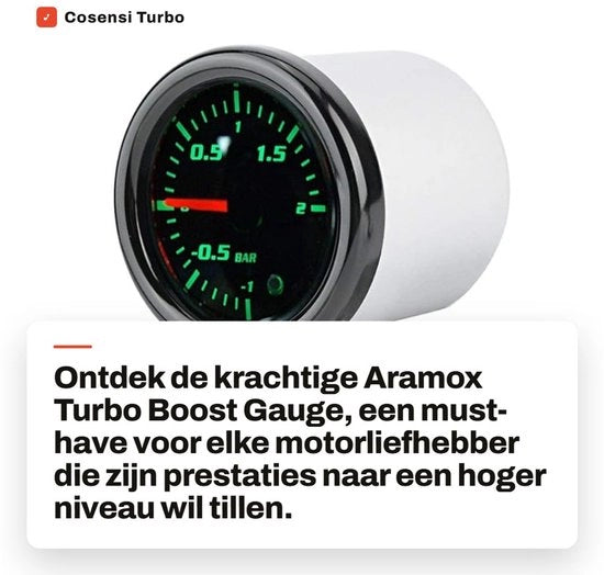 Gauge di Turbo Boost - Universale Metrologia per Motocicli - Display a LED - 52 mm - Inclusi Accessori di Installazione - Adatto per Motrici