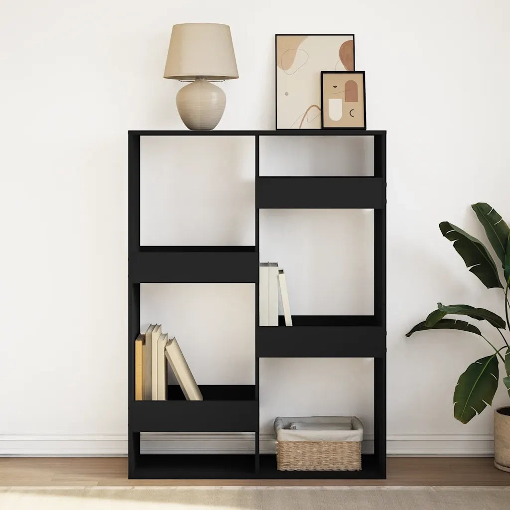 Libreria-Scaffale per Libri-Mobile di Stoccaggio Nera 100x33x135 cm in Legno Multistrato