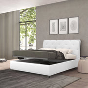 Talamo Italia Letto contenitore matrimoniale Strauss, Made in Italy, Struttura in tessuto imbottito, Adatto a materasso 160x190 cm, Bianco