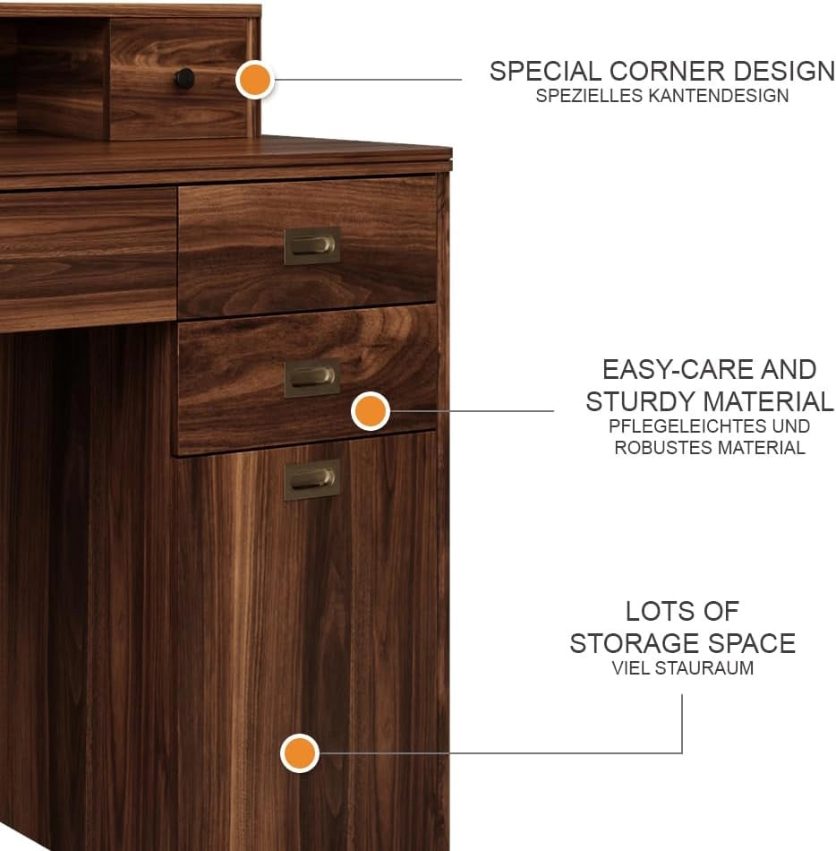 Tavolo da toilette Neria, Rovere rustico, 120 cm Senza specchio, Design rustico per un'atmosfera calda e naturale nell'ambiente