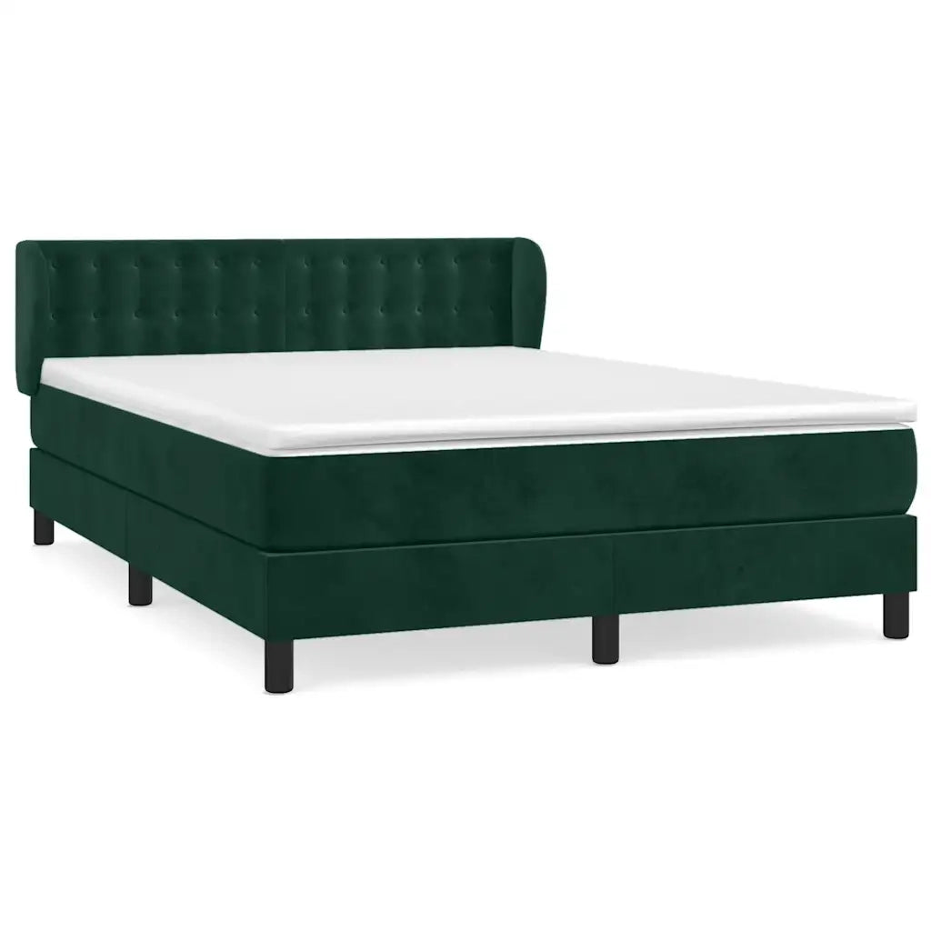 Giroletto a Molle con Materasso Verde Scuro 140x190 cm Velluto 3127730