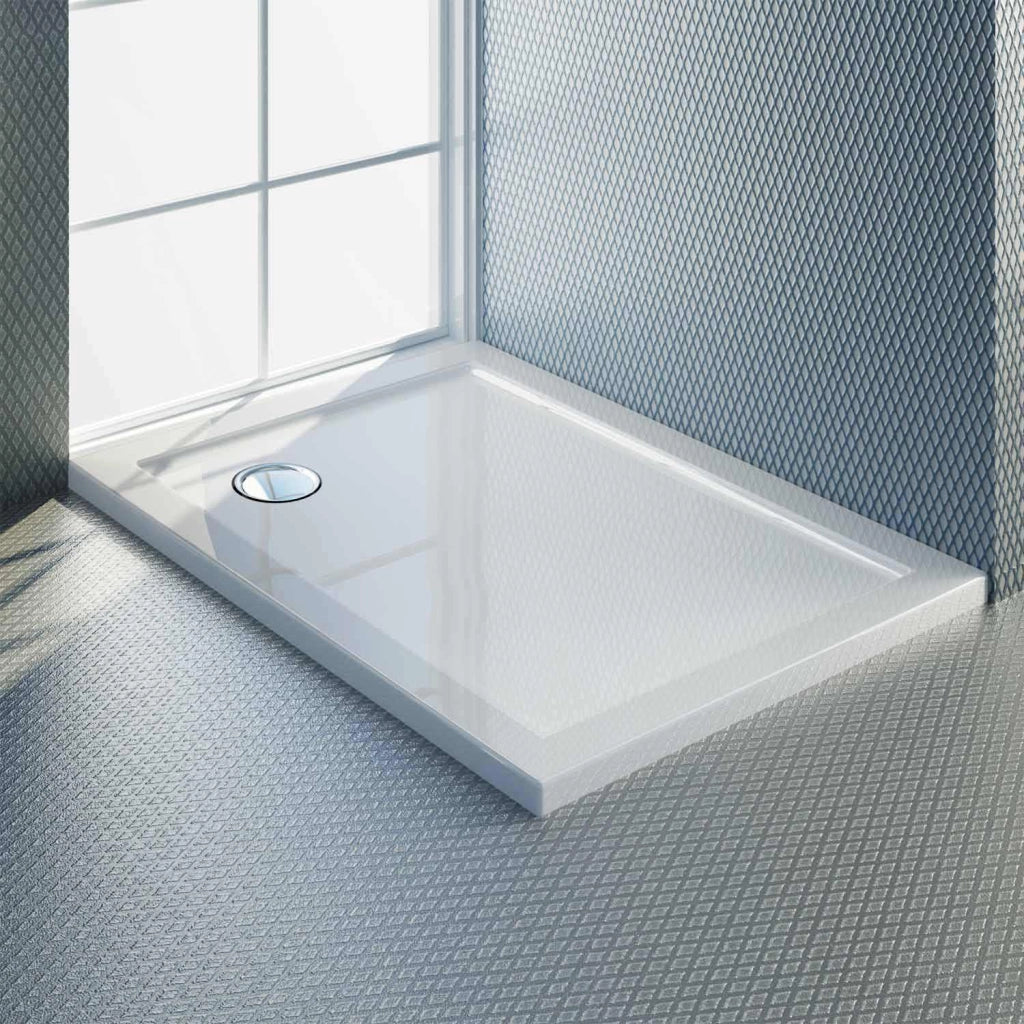 Piatto Doccia Slim 80x110x4 cm Rettangolare Acrilico Bordato Bianco Lucido mod. Flower