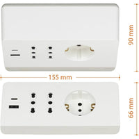 Bticino multipresa da scrivania con usb e presa schuko *** colore bianco, confezione 1