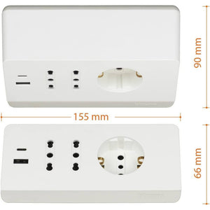 Bticino multipresa da scrivania con usb e presa schuko *** colore bianco, confezione 1