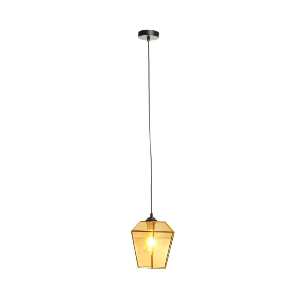 Lampada a Sospensione Terias in Vetro Arancione e Ottone