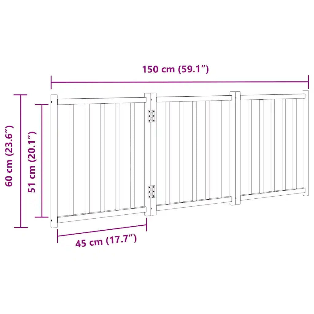 Cancello per Cani Pieghevole 3 Pannelli 150 cm Massello Abete CFW5416503