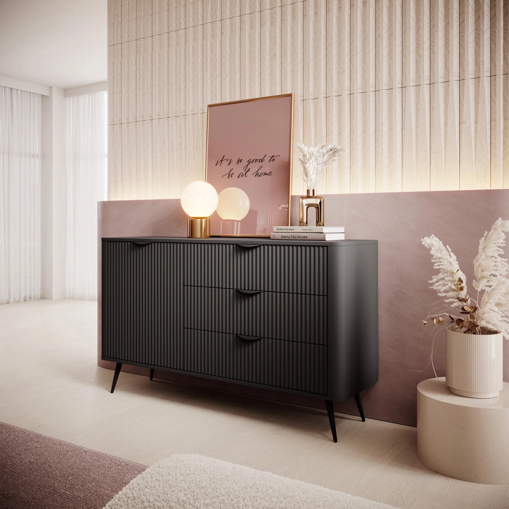 Madia Halilomo, Credenza 3 Cassetti, 138x38x81h cm Nero