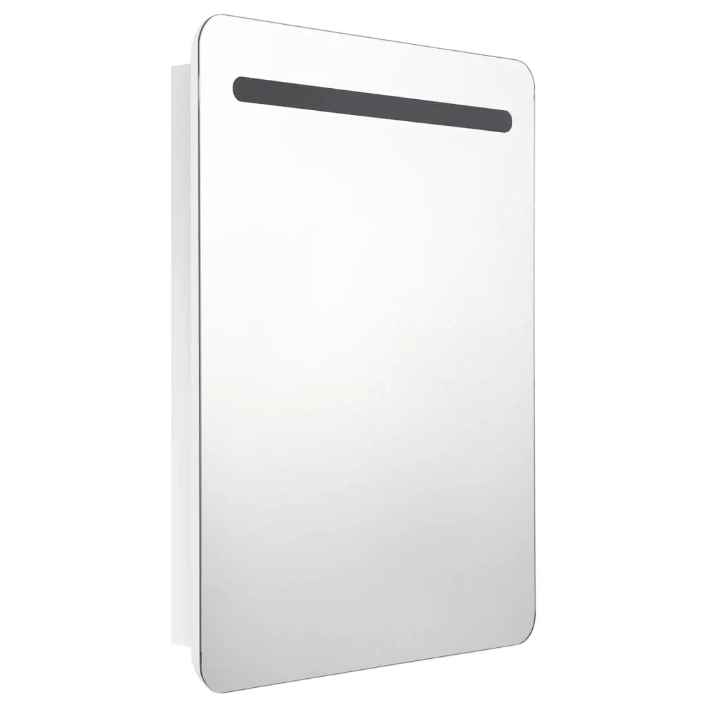 Mobile bagno con specchio LED 60 x 11 x 80 cm bianco lucido 02_0006582