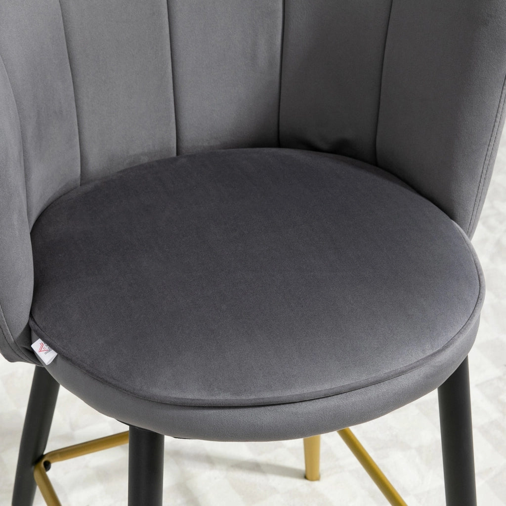 Set 2 Sgabelli 59x52x90 cm in Tessuto Poliestere Vellutato Grigio