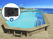 Piscina in legno "Ibiza" - 8,57 x 4,57 x 1,31 m + pompa di calore da 6,1 kW