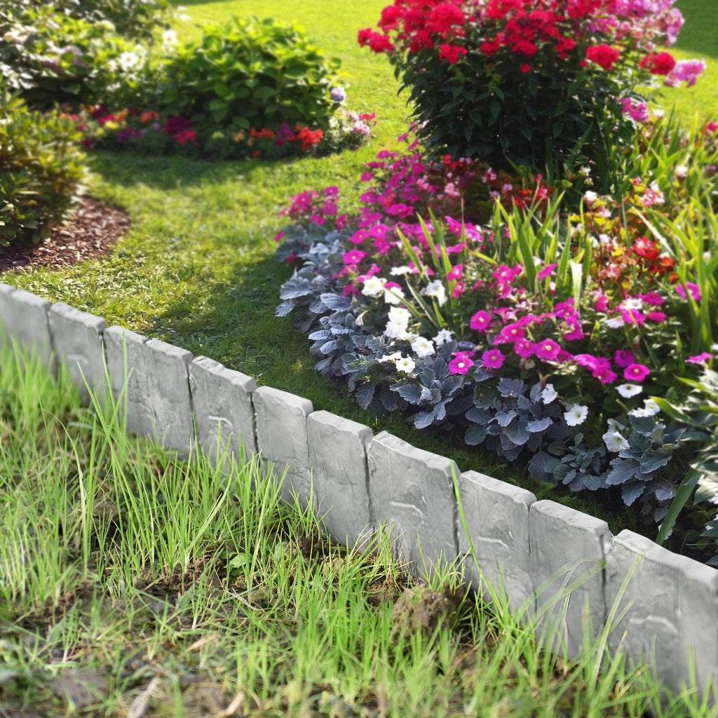 Bordure per Aiuola in set di 60 blocchi - Lunghezza tot 15 m - Grigio, Effetto Pietra casa.pro