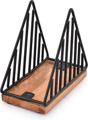 Servethouder in Mango con Base per Tavoli e Banconi - Design a Treccia in Acciaio - Decorazione per Cucina e Sala da Pranzo
