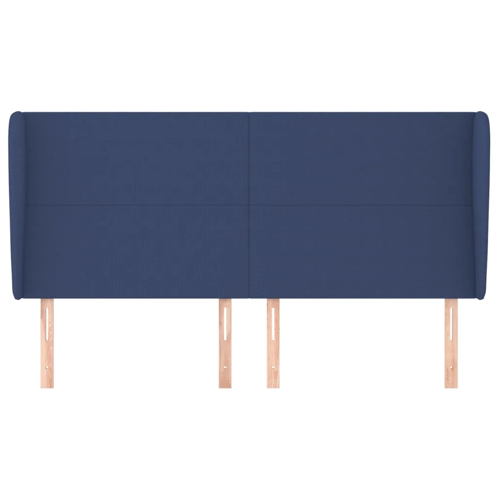 Testiera ad Orecchio-Testata con Orecchie Blu 183x23x118/128 cm in Tessuto 752634