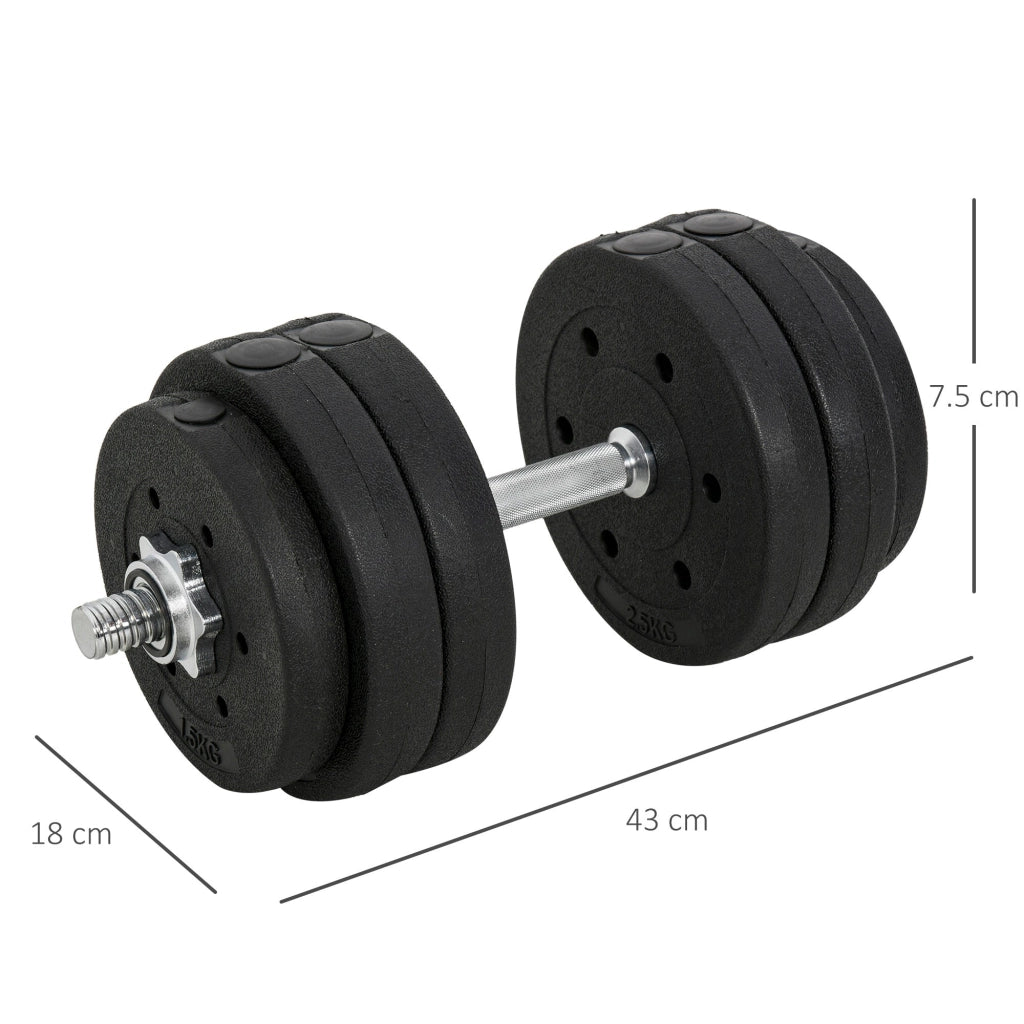 Set 2 Manubri 12 Dischi 20Kg in Acciaio e Plastica Nero