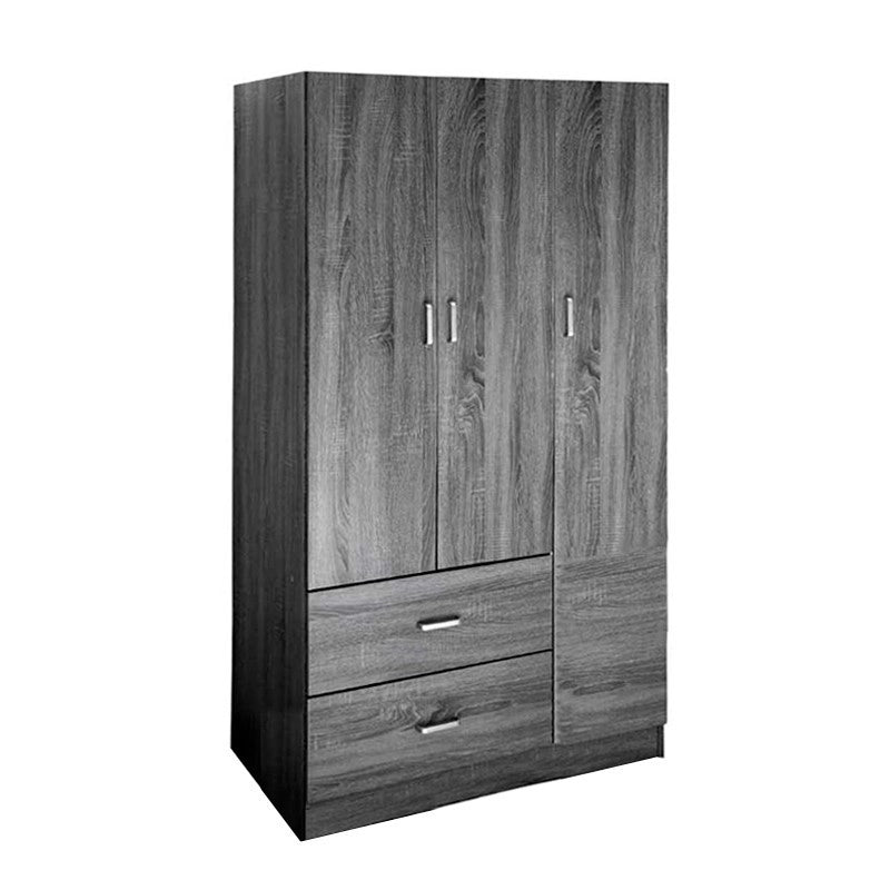 (2c) Armadio camera grigio tre ante con due cassetti cm 90 x 42 x 180 h