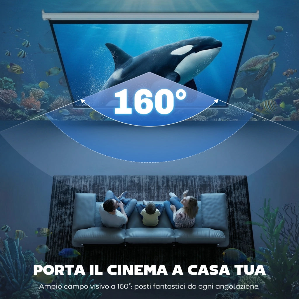 Schermo Proiettore Motorizzato 100 Pollici ¨C zephmum ¨C Bianco 203x152 cm Parete Soffitto