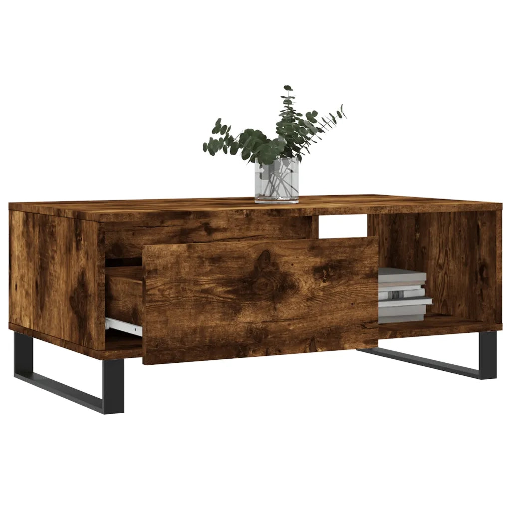 Tavolino da Salotto Rovere Fumo 90x50x36,5 cm Legno Multistrato 830577