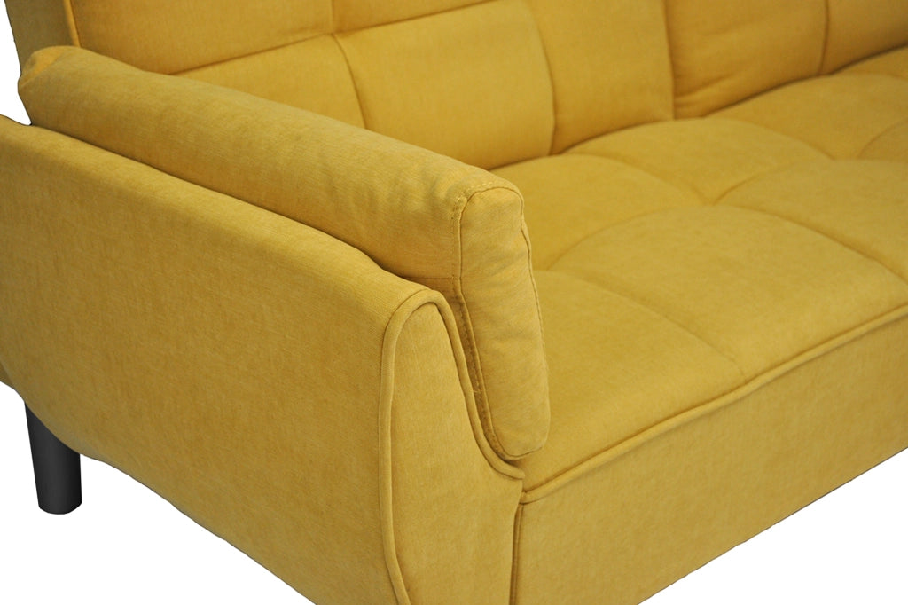 Divano letto clic clac in tessuto vellutato giallo piede nero - divano 3 posti - Ambra - DL-AM16FBC-PLN
