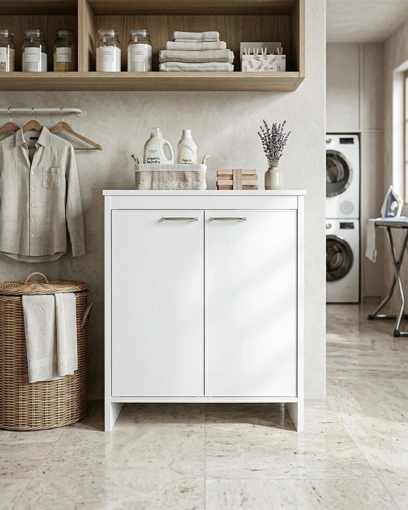 Base Lavanderia NEXA BASE 60 – Mobile Lavanderia in PVC con Ripiano Interno – 60x50x85 cm Bianco_