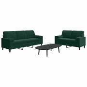 vidaXL Set di Divani 2 pz con Cuscini e Rinforzi Verde scuro Velluto
