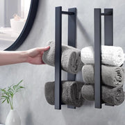 Kit di 2 Maniglie per Asciugamani Senza Foratura Nera Lucido Due Maniglie per Asciugamani per Bagno Maniglie per Asciugamani per Parete per Bagno in Acciaio Inossidabile Maniglie per Asciugamani per Bagno per Ospiti