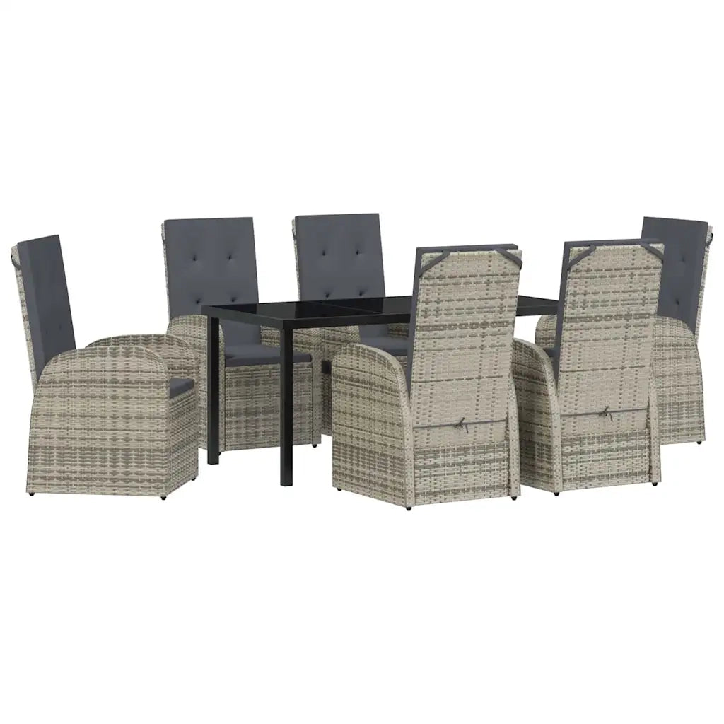 Set da Pranzo per Giardino con cuscino 7 pcs Grigio polyrattan 3379482