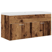 Mobiletto da bagno moderno da parete elegante contenitore 100 x 38 x 46 cm legno ingegnerizzato finitura legno anticato 02_0056318
