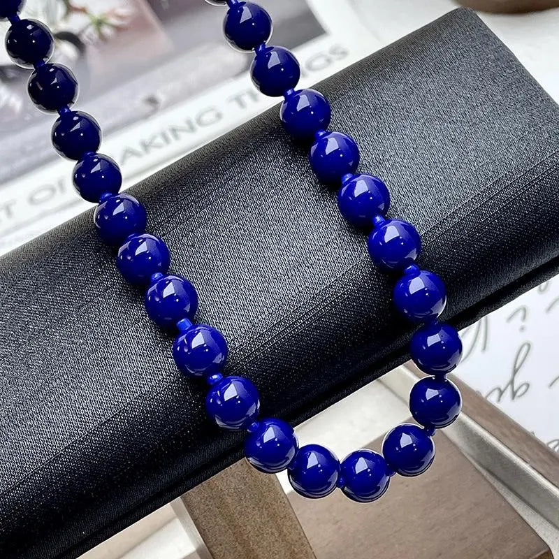 Collana di perle blu scuro fatta a mano: regalo per donna