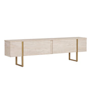 Porta TV in legno "Onera" - 180 x 30 x 50 cm - Travertino / Oro