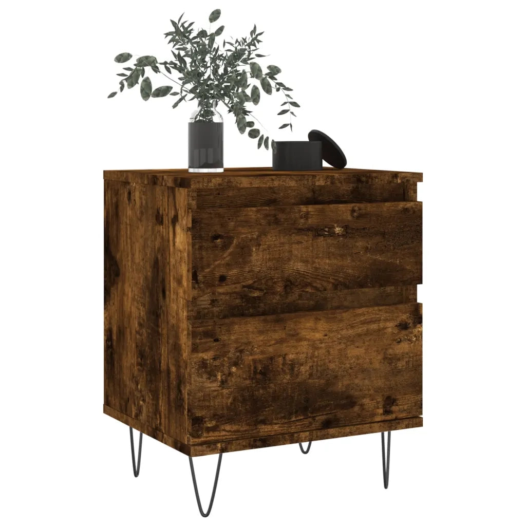 Comodini 2pz Rovere Fumo 40x35x50 cm in Legno Multistrato 830679